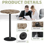 Flamaker Round Bistro Pub Table Modern Style Metal Base MDF Top Cocktail Bar Table Counter Bar Height for Pub, Dining Room, Party (1, Marble-Black)