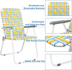 VINGLI Patio Lawn Webbed Folding Chairs Set of 2, Outdoor Beach Chair Portable Dining Chair for Outdoor Yard, Garden (Yellow, Classic)