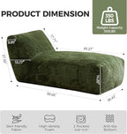 Giant Bean Bag Lounger Chair for Adults with Soft & Cozy Plush Fabric,Memory Foam Filled Beanbag Chair for Family Living Room,Bedroom and Game Room (Olive Green)