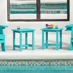 LUE BONA Outdoor Side Table Set of 2, HDPS Small Outdoor Table, Adirondack Side Table, Outside End Table for Patio, Deck, Pool, Weather Resistant/Easy Maintenance, Aruba Blue