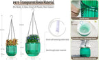 Melphoe 2 Pack Self Watering Hanging Planters Indoor Flower Pots, 5.3/8.3 Inch Outdoor Hanging Basket, Plant Hanger with 3Hooks Drainage Holes for Garden Home (Emerald)