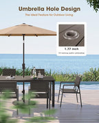 Outdoor Patio Dining Sets, Aluminum 5 Piece HDPS Outdoor Dining Table and Chairs Set with Umbrella Hole, Modern Rectangular Patio Furniture Set with All-Weather Table and 4 Chairs (Charcoal)