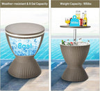 Tangkula Outdoor Cool Bar Table, Rattan Style Patio 8 Gallon Beer and Wine Cooler, All-Weather Ice Bucket w/Height Adjustable Top, Drainage Plug, 3-in-1 Cocktail Coffee Table for Party, Pool (Coffee)