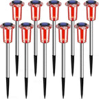 DenicMic Solar Lights Outdoor 10 Pack Waterproof Red White LED Stainless Steel Stake Outside Lights for Yard Pathway Garden Driveway Walkway Landscape Path Lighting Valentines Day Decorations