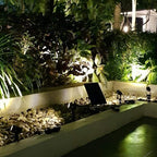 4-Spotlight Mini 50X Solar-Powered LED Spotlight (Warm White LED), Black Finish, Outdoor Garden Yard Landscape Downlight