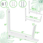 Y&M 6 Pack Adjustable Planter Brackets (6 to 12.5 in), Universal Window Box Brackets, Heavy Duty Iron Flower Box Wall Mounting Hooks for Balcony, Fences, Patio, and Garden - White