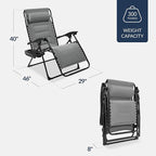 Best Choice Products Oversized Padded Zero Gravity Chair, Folding Outdoor Patio Recliner, XL Anti Gravity Lounger for Backyard w/Headrest, Cup Holder, Side Tray, Polyester Mesh - Ice Gray