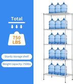 BestOffice | 5-Tier Wire Storage Shelves | 14x24x60 | Chrome | Heavy-Duty Metal Shelf, Holds Upto 750 lbs | No-Tool Assembly | Ideal for Home & Garage Shelving
