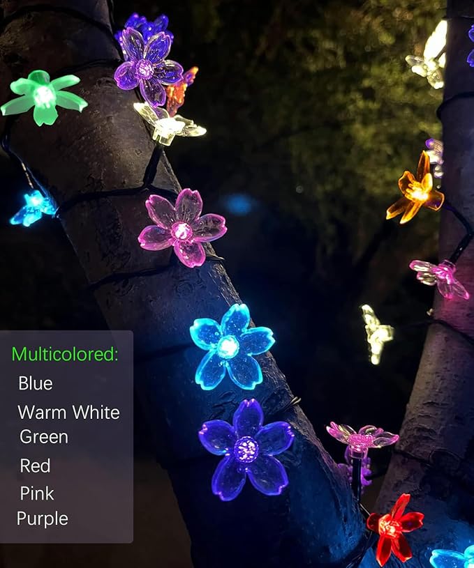 Indoor Flower String Lights, 33 ft 100 LED Multicolor Cherry Blossom