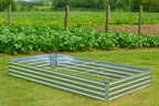 2 Pack 8x4x1FT Galvanized Raised Garden Bed Kit, Outdoor Metal Planter Box for Vegetables, Bottomless Rectangular Gardening Bed with Support Rods, Tool-Free Assembly, Silver