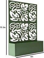 Oakland Living 6 ft. X 4 ft. Green Freestanding Metal Privacy Screen Room Divider with Flower Box