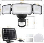 LEPOWER 1600LM LED Solar Security Lights Motion Outdoor, 5500K White Light, IP65 Waterproof Outdoor Flood Solar Light for Yard, Garage（Black）