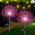 Solar Garden Lights Outdoor Waterproof, 2 Pack 120 LED Solar Firework Lights Decorative Garden Décor Outside for Flowerbed Pathway Party Halloween Christmas Decorations, Purple + Orange