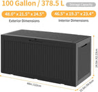 100 Gallon Waterproof Large Resin Deck Box, Lockable Storage Container - Image 2