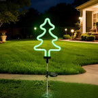 Solar Garden Stake Lights, Waterproof Landscape Light, Solar Landscape Path Lights, Neon Lights, Outdoor Decor for Garden, Yard, Lawn, Pathway, Patio, Backyard (Christmas Tree)