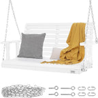 VEVOR Wooden Porch Swing 4 ft, Patio Bench Swing for Courtyard & Garden, Upgraded 880 lbs Strong Load Capacity, Heavy Duty Swing Chair Bench with Hanging Chains for Outdoors, White