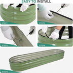 Galvanized Raised Garden Bed - 8×2×1ft Planter Raised Beds for Gardening | Oval Metal Garden Planter Box with Safety Edging and Bracing Rods for Vegetables Fruits and Flowers Oliver Green