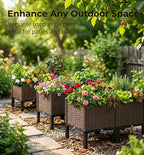 CloudDream 3Piece Brown Raised Garden Box Set, Ideal for Growing Vegetables, Herbs, Flowers & Succulents. with Built-in Drain outlets and,it Works Well Indoors and Outdoors, Suitable (Brown)