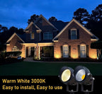 TOVEENEN LED Outdoor Landscape Spotlight 120V 12W Waterproof Spot Lights for Yard House Garden Christmas Lighting, Warm White 3000K, 4 Pack