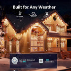 RGB Permanent Outdoor Lights, 50FT LED Eaves Lights with Smart App Remote Control, IP67 Waterproof, Music Sync, Timing Function for Christmas, Party, All Holiday Decorations