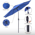 Backyard Expressions 9 ft. Patio Umbrella, Market Table Umbrella w/Tilt and Crank, 8 Ribs