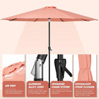 Tempera Patio Market Outdoor Table Umbrella with Auto Tilt and Crank, Large Sun Umbrella with Sturdy Pole & Fade Resistant Canopy, Easy to Set