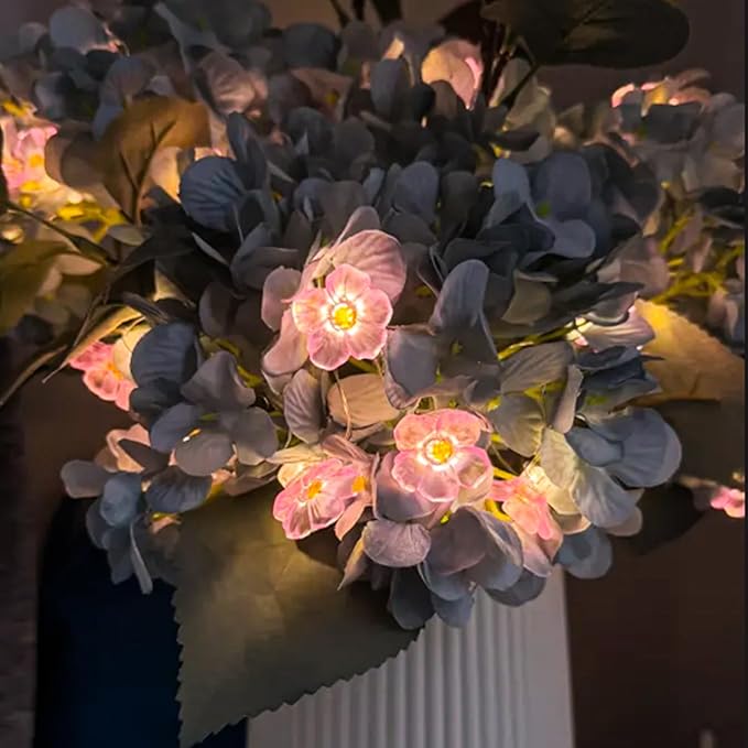 Indoor String Lights: 13 Ft Pink Cherry Blossom Fairy Lights with 40 LEDs