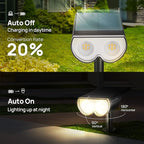 Consciot Solar Spot Lights Outdoor, 16 LEDs IP67 Waterproof Auto On/Off Landscape Spotlights, 2-in-1 Adjustable Wall Lights for Garden Yard Pathway, 2 Pack (Warm White)
