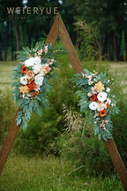 Artificial Flower Swag Set, 2 Pack in Caramel and White, 32 Inch Silk Blend