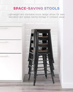 FDW Metal Bar Stools Set of 4 Counter Height Bar Stools 24 Inches Industrial Bar Chairs Patio Stool Stackable Backless Stool Indoor Outdoor Metal Kitchen Stools Bar Chairs (Black with Wood, 24")