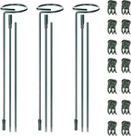 Mwellewm 3 Sets Plant Stakes 12/25/36 Inch Adjustable Plant Support Stakes Tall for Indoor Outdoor Plant Holder Stick Steel Garden Stem Pole Amaryllis Stakes with 15 Clip for Tomato Orchid Lily Flower