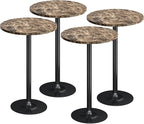 Flamaker Round Bistro Pub Table Modern Style Metal Base MDF Top Cocktail Bar Table Counter Bar Height for Pub, Dining Room, Party (4, Marble-Black)
