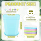 OJYUDD 24 Pack Multi Color Plastic Plant Pot,Colorful Plastic Square Pots,Mini Plastic Square Planters for Indoor Outdoor Plants Flowers,Garden,Office,Home Decor,with Pallet
