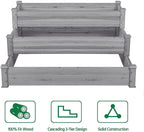 Yaheetech 3 Tier 47 x 47 x 22in Raised Garden Bed Horticulture Outdoor Elevated Flower Box Tiered Garden Bed Wooden Vegetables Growing Planter for Backyard/Patio/Gardener, Gray