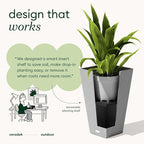 Veradek V-Resin Indoor/Outdoor Taper Planter (Gray, 26 inch - 2 Pack with 2 Saucer Trays)