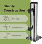 Pure Garden Deck Umbrella Base - Adjustable Inground Umbrella Stand for 1.25-2.2in Diameter Pole - Flagpole Holder or Patio Umbrella Stand (Silver)