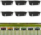 ETELI Railing Planter 6 Pack, 16.9 Inch Window Basket Deck Boxes Plastic Flower Rail Planters Holder with Adjustable Detachable Hooks for Outdoor Balcony Porch Patio, Black & White