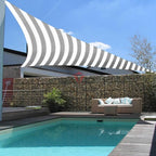Patio Paradise 16' x 16' x 16' Sun Shade Sail Triangle Canopy Shade Cloth Fabric Sunlight Block Patio Pergola Cover HDPE Deck Awning for Outdoor Backyard Roof Shading, Gray White Strip