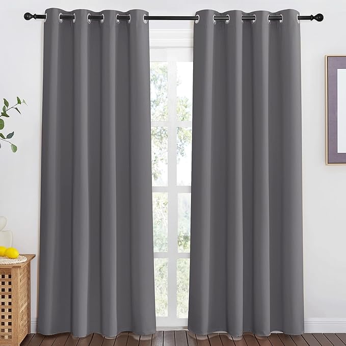 Blackout Doorway Curtain 80 inch Length – 1 Panel, 46 x 80 Inch, Grey