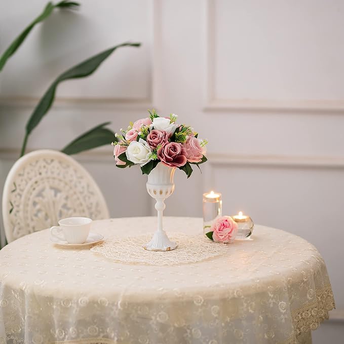 Artificial Flowers, Dusty Rose Silk Rose Balls, 9.5-Inch Centerpiece Decor