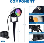 SUNVIE Spot Lights Outdoor 12W RGBW Color Changing Landscape Lights with Remote Control 120V RGB Landscape Lighting Waterproof Outdoor Spotlights for Yard Garden Patio Lawn Decorative, 4 Pack