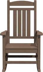 KINGYES HDPE Outdoor Rocking Chair Set of 4, All-Weather Poly Patio Rocking Chairs with 330lbs Support for Adults, Brown