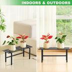 2 Pack Metal Plant Stand Outdoor Plant Shelf Indoor,1 Tier Heavy Duty Plant Stands for Multiple Plants,26" L x 10.12" H x 8.75" W,Black