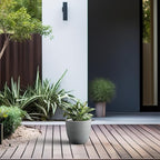 Kante 10 Inch Dia Round Concrete Planter, Indoor Outdoor Large Plant Pot with Drainage Hole and Rubber Plug for Home Patio Garden, Natural Concrete