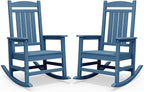 SERWALL Rocking Chairs Set of 2, HDPE Outdoor Rocking Chair, All-Weather Porch Rockers for Patio, Blue