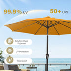 MEWAY 9ft Patio Umbrella Outdoor Table Umbrellas with Push Tilt and Crank, Market Umbrella 8 Sturdy Ribs for Deck, Garden, Pool and Backyard, Bright Orange