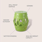 JONATHAN Y TBL1022H Lucky Coins 16" Chinese Ceramic Drum Indoor/Outdoor Garden Stool Bohemian, Coastal, Cottage, French Country, Traditional, for Living Room, Garden Room, Patio, Matte Green