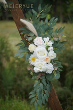 Artificial Flowers Wedding Arch Swags, 2-Piece Cream and Champagne Silk Kit