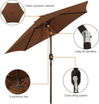 Blissun 7.5 ft Patio Umbrella, Yard Umbrella, Outdoor Market Umbrella with Push Button Tilt Crank, Brown