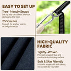 Chihee Cotton Hammock Large Soft Breathable Camping Hammock Holds Up to 660lbs Portable Tree Hammock with Detachable Spreader Bar Pillow 2 Strong Webbings 2 Carabiners Patio Garden Indoor Outdoor